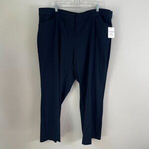 NEW Croft‎ & Barrow Womens Plus 24WS Curvy Straight Mid Rise Stretch Pants Navy